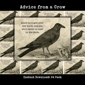 Life Advice from a Crow Printable Scrapbook Cards Gothic Junk Journal Ephemera Vision Board Prints