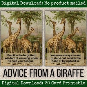 Giraffen Scrapbook Karten Ratschläge von einer Giraffe Junk Journal Ephemera Kit Safari Collage Druckbare Geschenkanhänger DIY Reisejournal Affirmationen