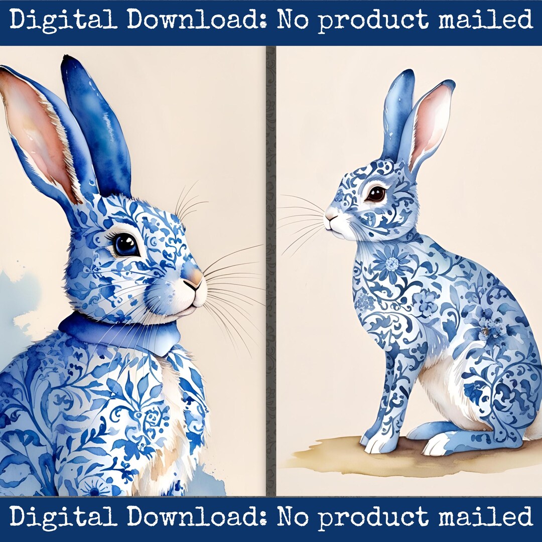 Chinoiserie Bunny Scrapbook Cards Rabbit Ephemera Collage Sheet Junk ...