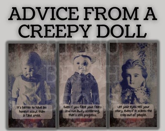 Life Advice From a Creepy Doll Printable Cards Dark Academia Scrapbook