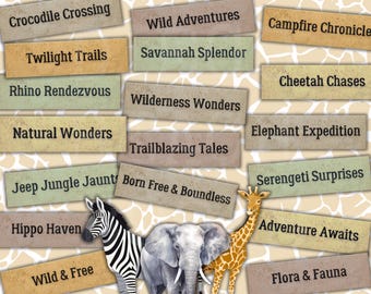 Safari Phrases Printable Embellishments for Wild Animal Junk Journals Word Prints