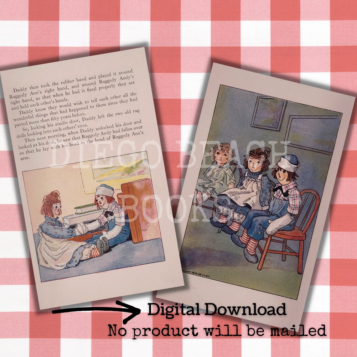 Raggedy Ann Book Pages Vintage Printable Download Set 1 Vintage Raggedy ...
