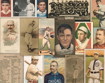 Honkbal ephemera afdrukbare vintage sport plakboek memorabilia junk Journal Kit