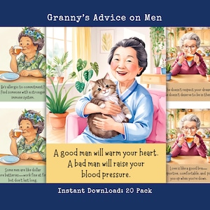 Granny's Relationship Advice Printable Scrapbook Cards Junk Journal Ephemera Vision Board Prints Travelers Notebook Inserts