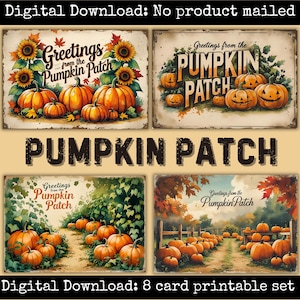 Cartes postales « The Pumpkin Patch » vintage éphémères d'automne pour journaux indésirables Scrapbooking Happy Mail et étiquettes cadeaux