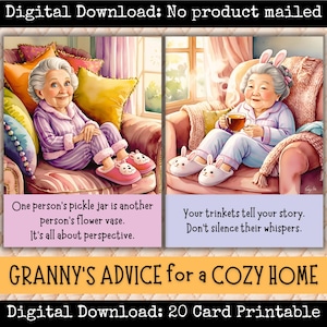 Conseils de grand-mère pour une maison confortable Cartes de scrapbooking imprimables grand-mère Journal indésirable Collage grand-mère Cadeau chic Discussion entre fille Sagesse de grand-mère