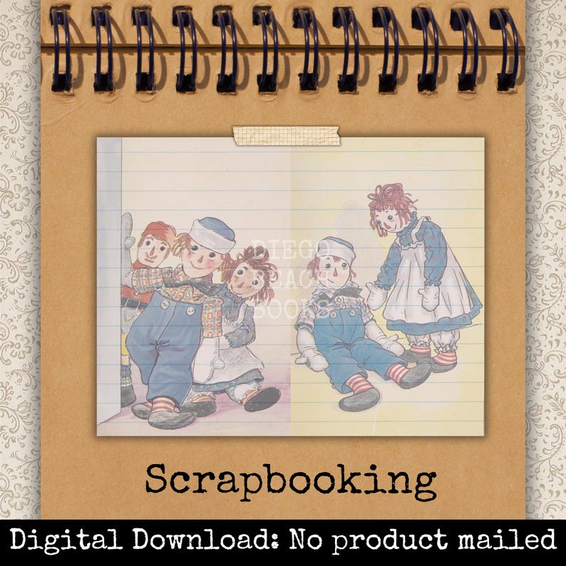 Raggedy Ann and Andy Printable Vintage Junk Journal Pages Collage ...