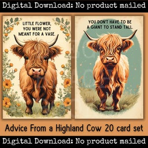 Advice from a Highland Cow Printable Cards Country Life Ephemera Highland Cow Journal Kit Homestead Journal Card Scrapbook Collage Farm Art