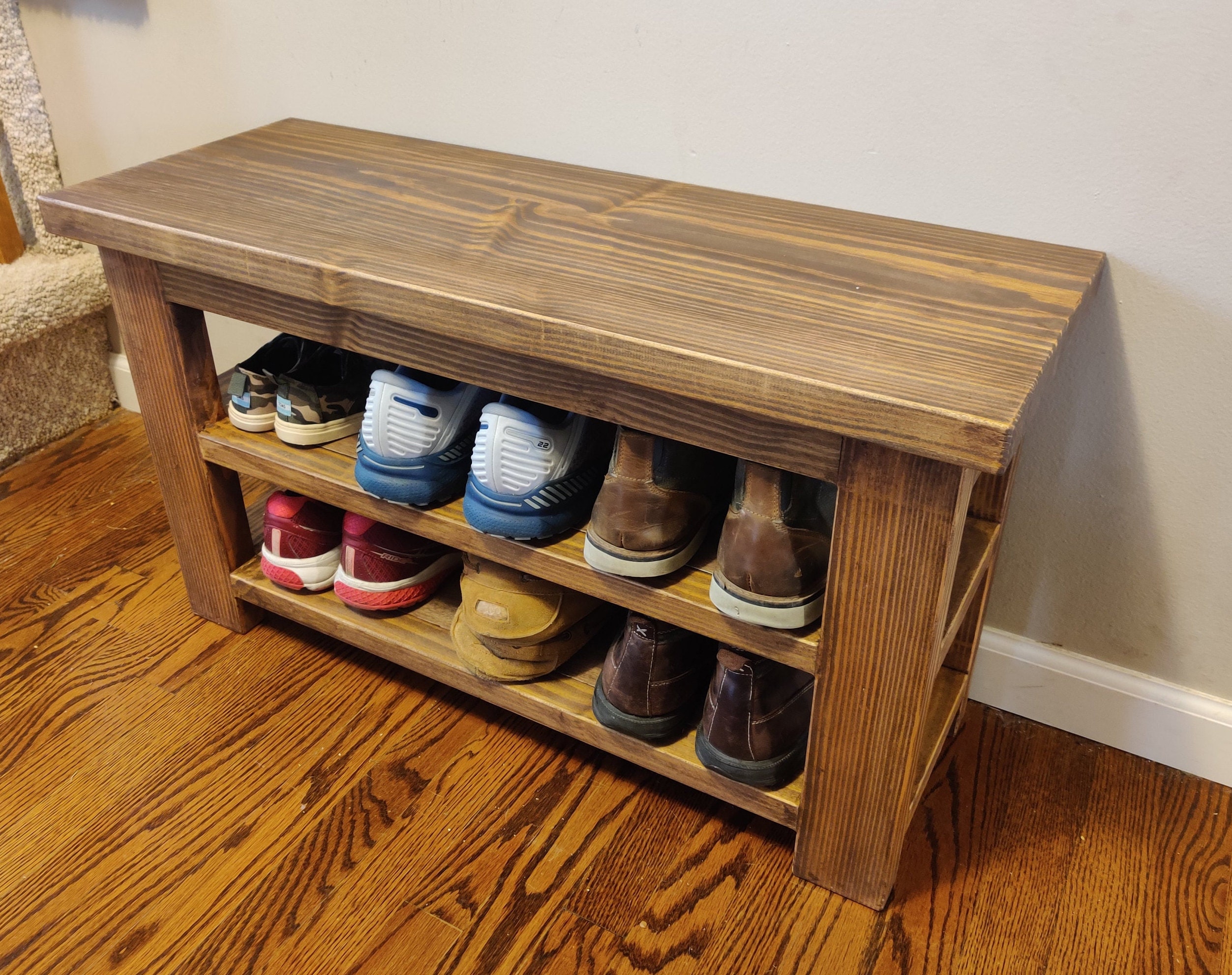 Rustic Farmhouse Shoe Rack, Rustic Shoe Rack, Entryway Bench, Mudroom