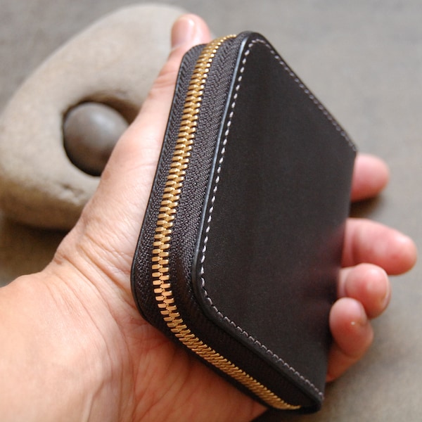 Palm-sized zip-around wallet build along PDF pattern/digital pattern/with tutorial video/with punch marking(hole spacing 3.38mm)