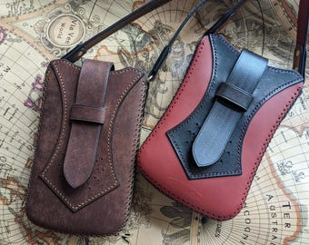 Leather Phone Pouch PDF Pattern | Handmade Crossbody Bag Design | Precise 3.38mm Holes | DIY Leathercraft Tutorial | Digital Download