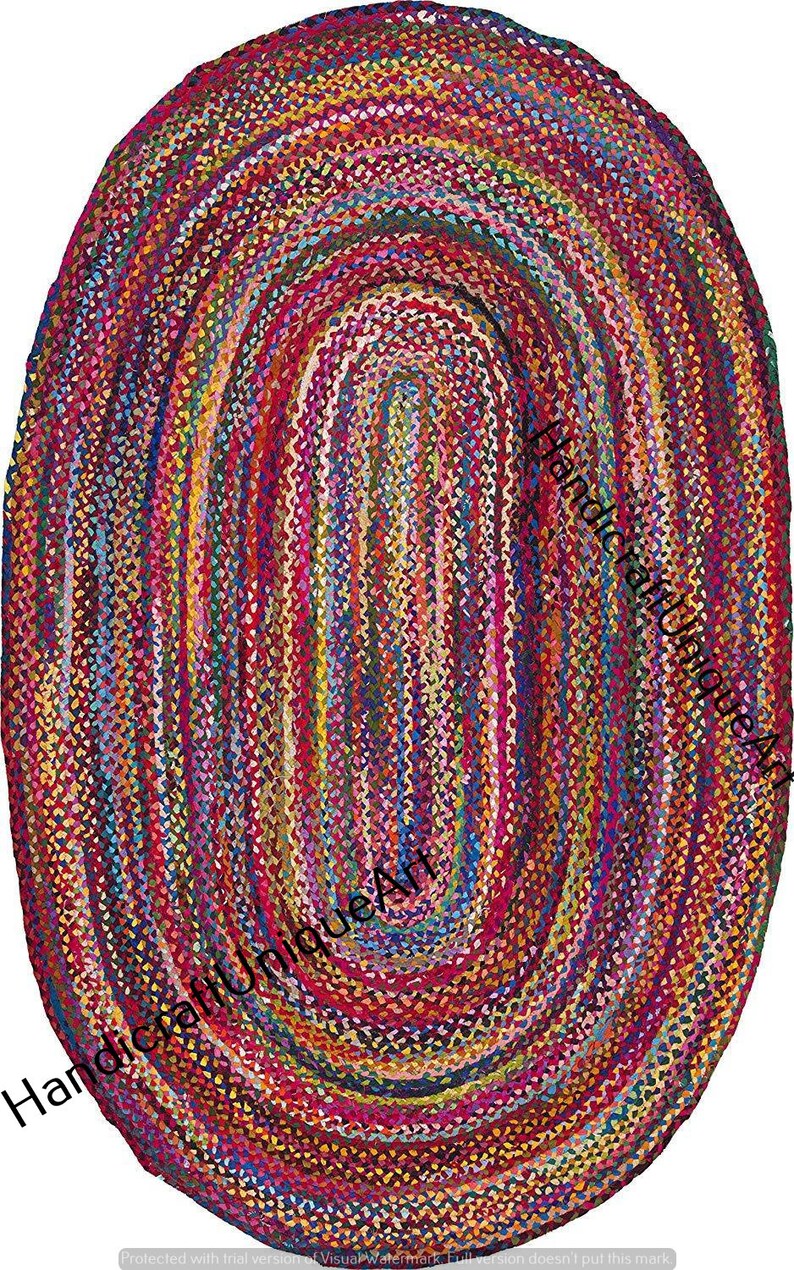 4x6 Feet Indian Braided Oval Floor Rug Handmade Cotton Rug Etsy