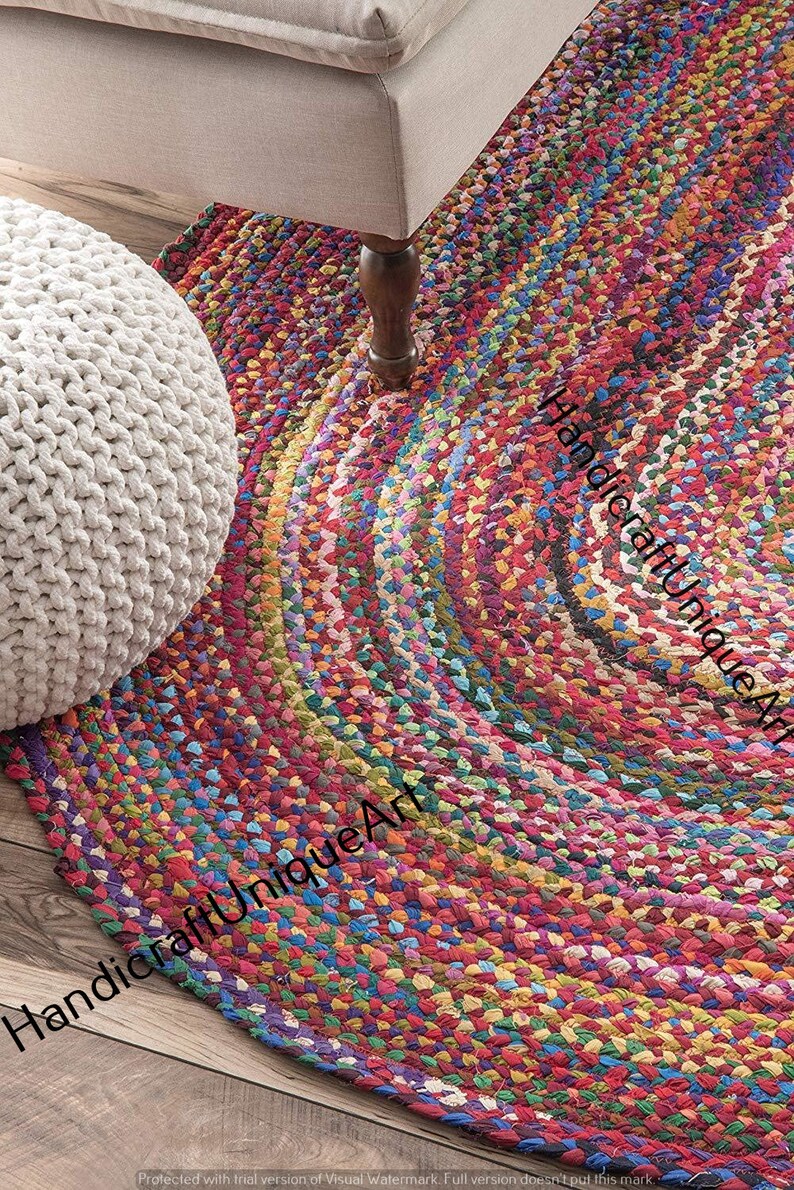 4x6 Feet Indian Braided Oval Floor Rug Handmade Cotton Rug Etsy