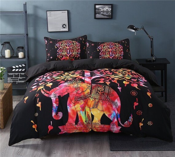 Indian Elephant Mandala Duvet Cover Bedding Quilt Cover Etsy