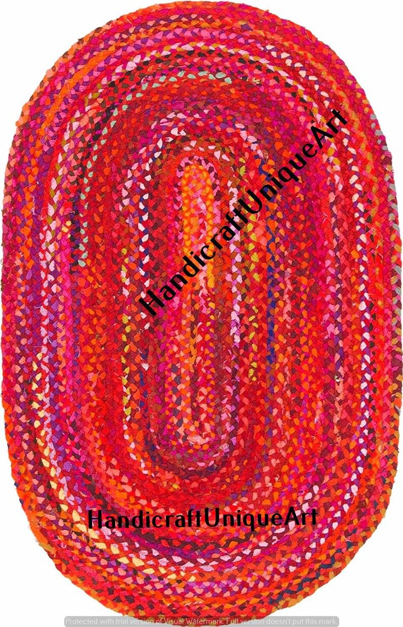 6x9 Feet Indian Braided Oval Floor Rug Handmade Cotton Rug Etsy