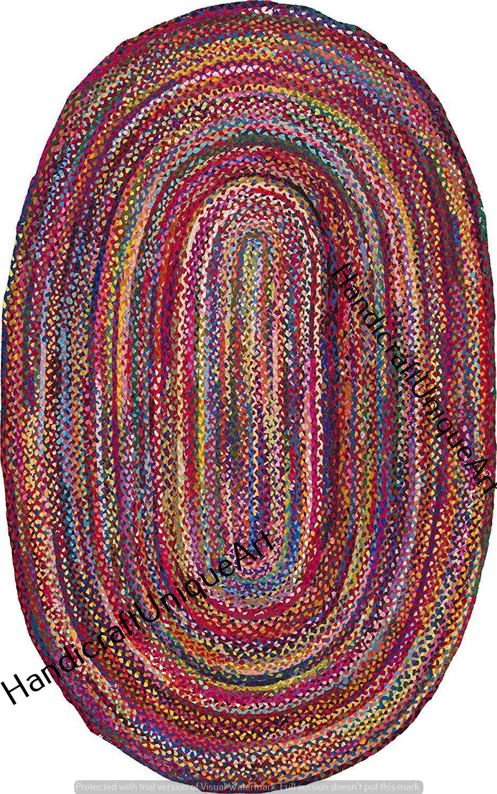 2x3 Feet Indian Braided Oval Floor Rug Handmade Cotton Rug Etsy