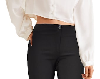 black skinny school trousers womens