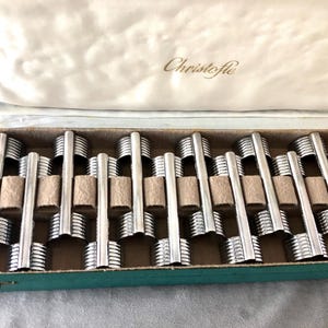 Christofle Art Deco Silver Plated Fancy Knives Rests Set 12 Pcs For 12 table settings Rare Unique