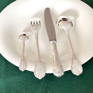 Christofle Marly Silver Plated Flatware Set of 49 Pcs for 12 People In Excellent Condition