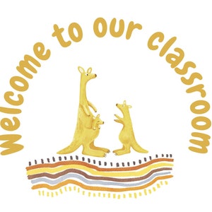 Australian outback  themed welcome sign. kangaroo classroom sign, outback classroom