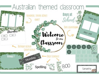 Eucalyptus Classroom Decor Bundle, Australian Theme (Digital Download)