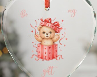 Be My Gift - Valentinstag Herz Glasschmuck: Teddybär Glasdekor