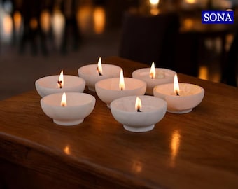 Hand Sculptured Marble Oil Lamp: Diwali Pooja Decor, Spiritual Gift