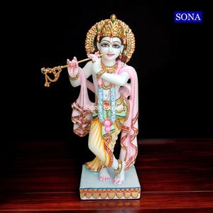 Krishna Statue,30 cm Big Lord Krishna Idol Playing Flute, Wedding Anniversary Gift, Krishna Murti, Unique Handmade Gift,Traditional Gift