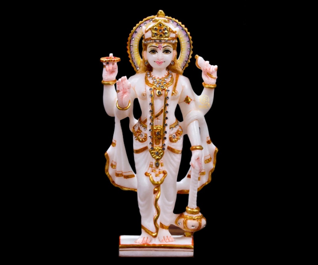 White Marble Vishnu Statue Idol Moorti , Marble Visnu Statue Idol