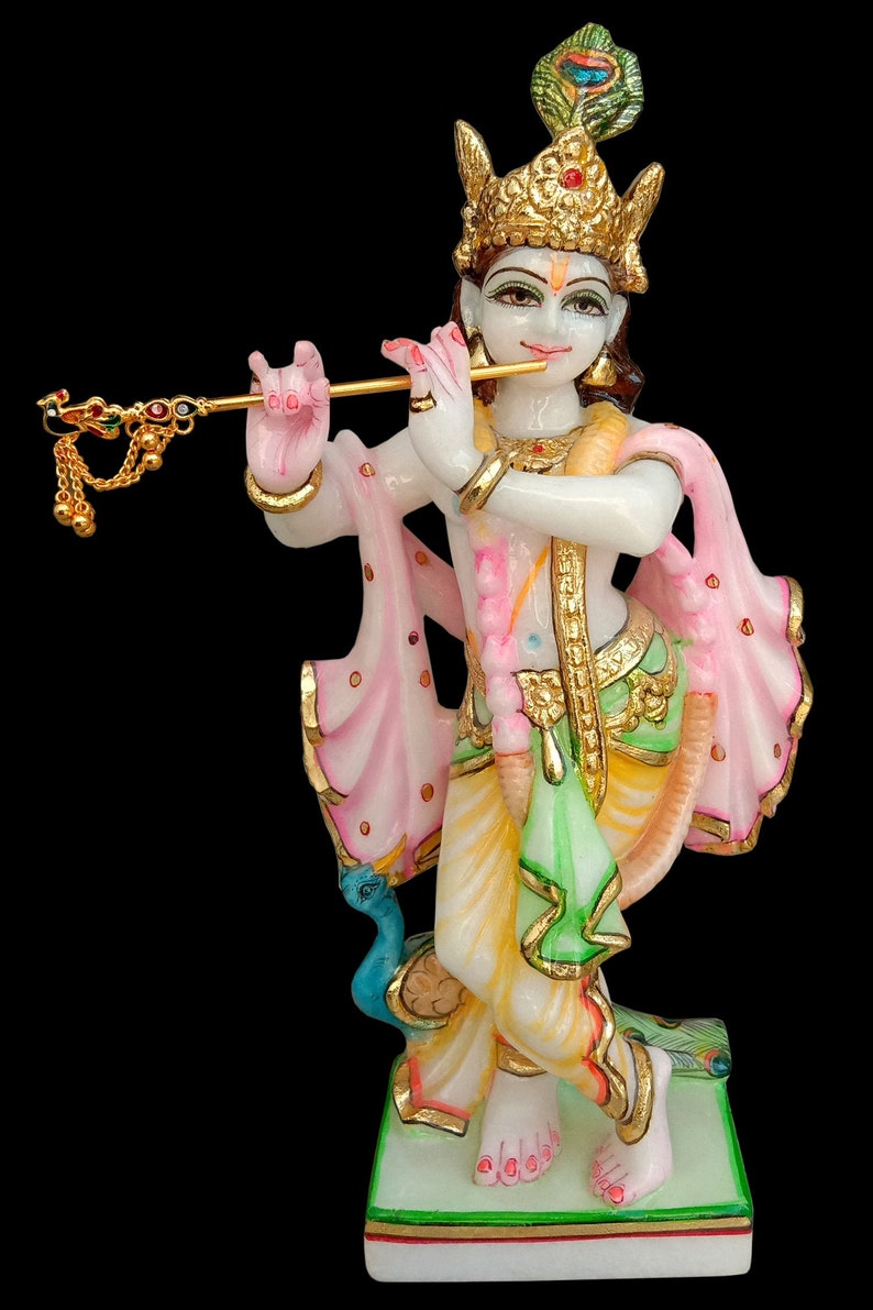 Marble Krishna Statue Moorti Idols Sculptures Small White | Etsy