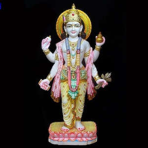 White Marble Lord Vishnu Idols Statue Moorti, Marble Laxmi Narayan Statue Idol Moorti, Marble Narayana Statue Idol, Marble Hindu God Statue,