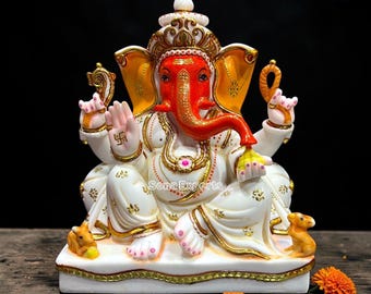 Ganesha Statue 12" - Lord Vinayaka Ganesh Idol Ganpati Murti Hindu Deity Statue for Office Desk Temple