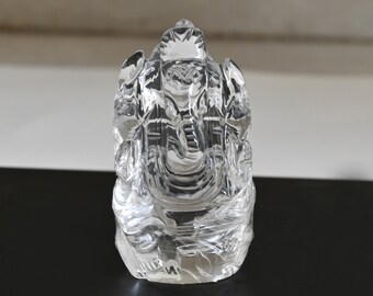 100% Pure Sphatik Crystal Quartz Ganesh Ganpati Ganesha Idols Statue  Wealth Prosperity Small Religious Spiritual Gift Father Mother Friend