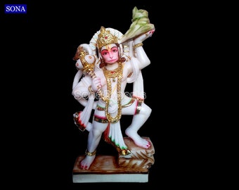 Marble Veer Hanuman Statue, Marble Hanuman Idols, Marble Hanuman Moorti, Bajrangbali Moorti, Stone Hanuman Statue,  Hanuman Hindu Temple