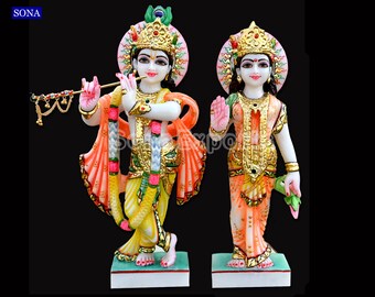 Marble Radha Krishna Statue, 38 cm White Marble Radha Krishna Statue Idol Sculpture, Hindu God Idol, Hindu Deity, Religious Idols Statues