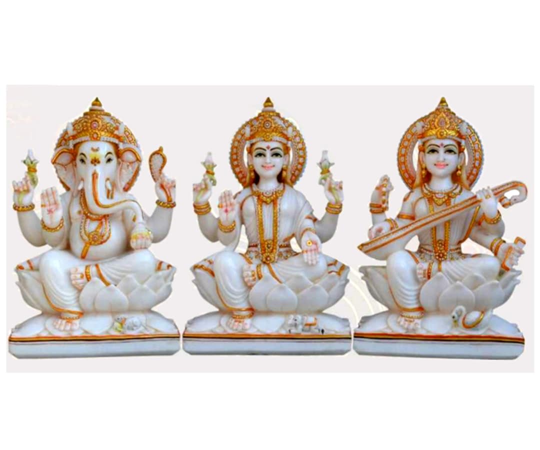 Marblelaxmi Ganesh Saraswati Statue Idols Lakshmi Murti - Etsy