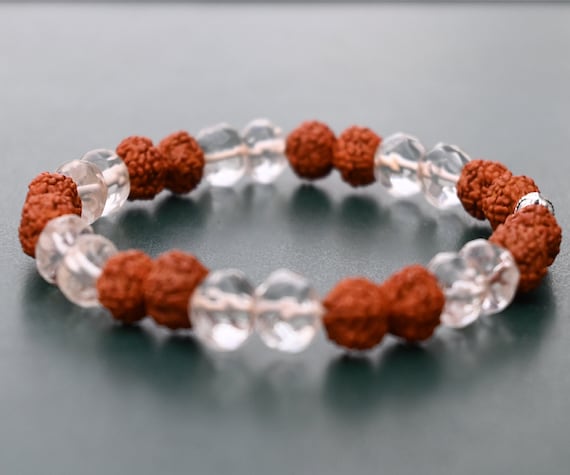 Crystal and Rudraksha Bracelet l Sphatik Bracelet Online l Sphatik Rud –  dharmsaar