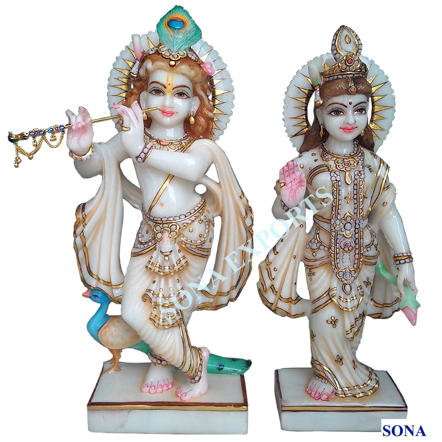 18 Inch Marble Radha Krishna Statue Idols Murti Hindu God Etsy UK