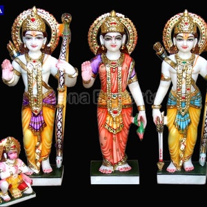 Marble Ram Darbar Statue Idols, Ram Sita Laxman Hanuman Parivar Murti Hindu God Deity Indian God Moorti Ram Darbar Family Temple