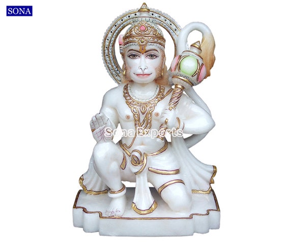 12 Inch White Marble Hanuman Statue Marble Hanuman Idol - Etsy