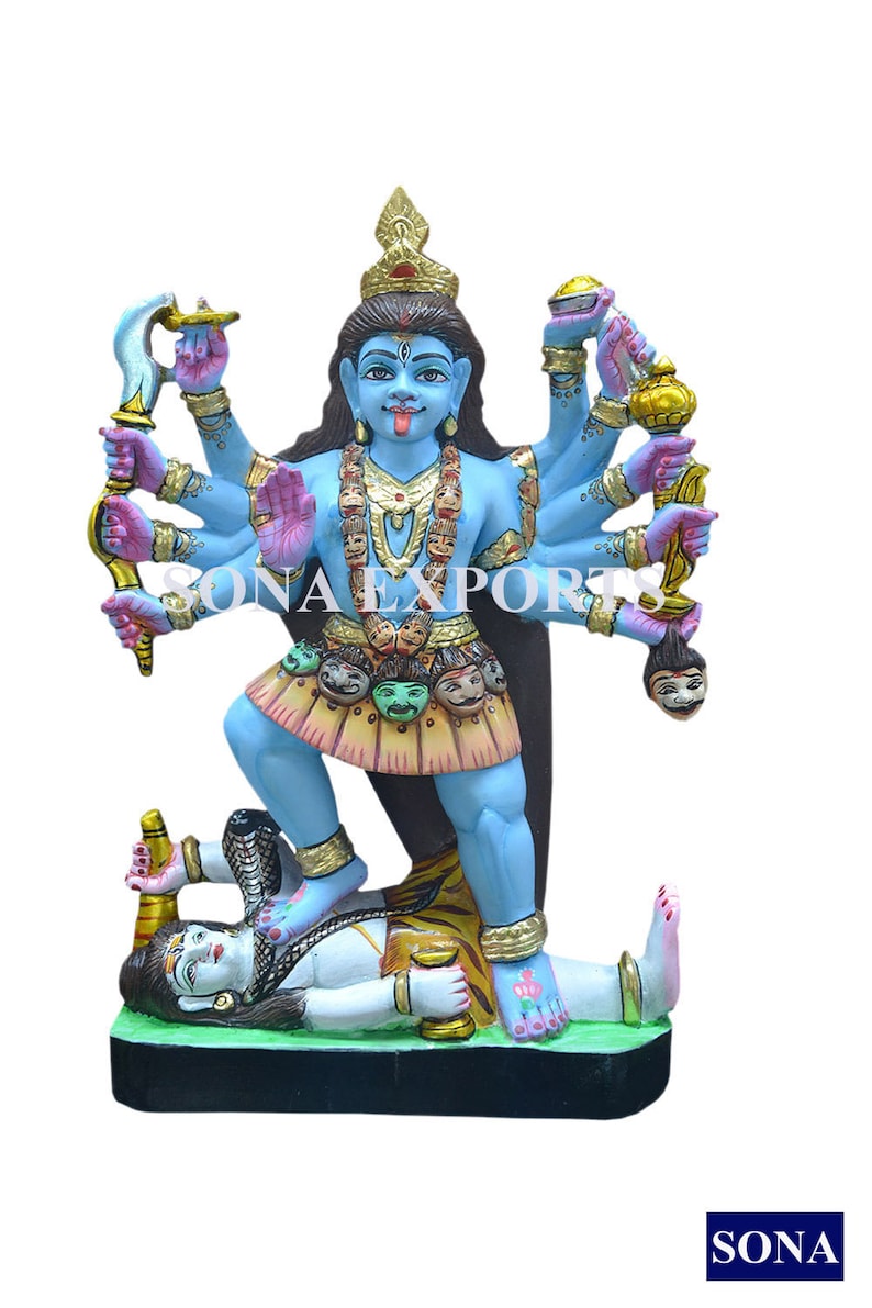 Masque Mural Statue Kali Maa En Métal Doré - Déco Indienne, Idole - Neuf
