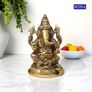 Brass Ganesha Statue 12.5 cm Ganesh Idol Lord Vinayaka Statue Ganpati Idol for Diwali Housewarming Good Luck Gift for New Beginning