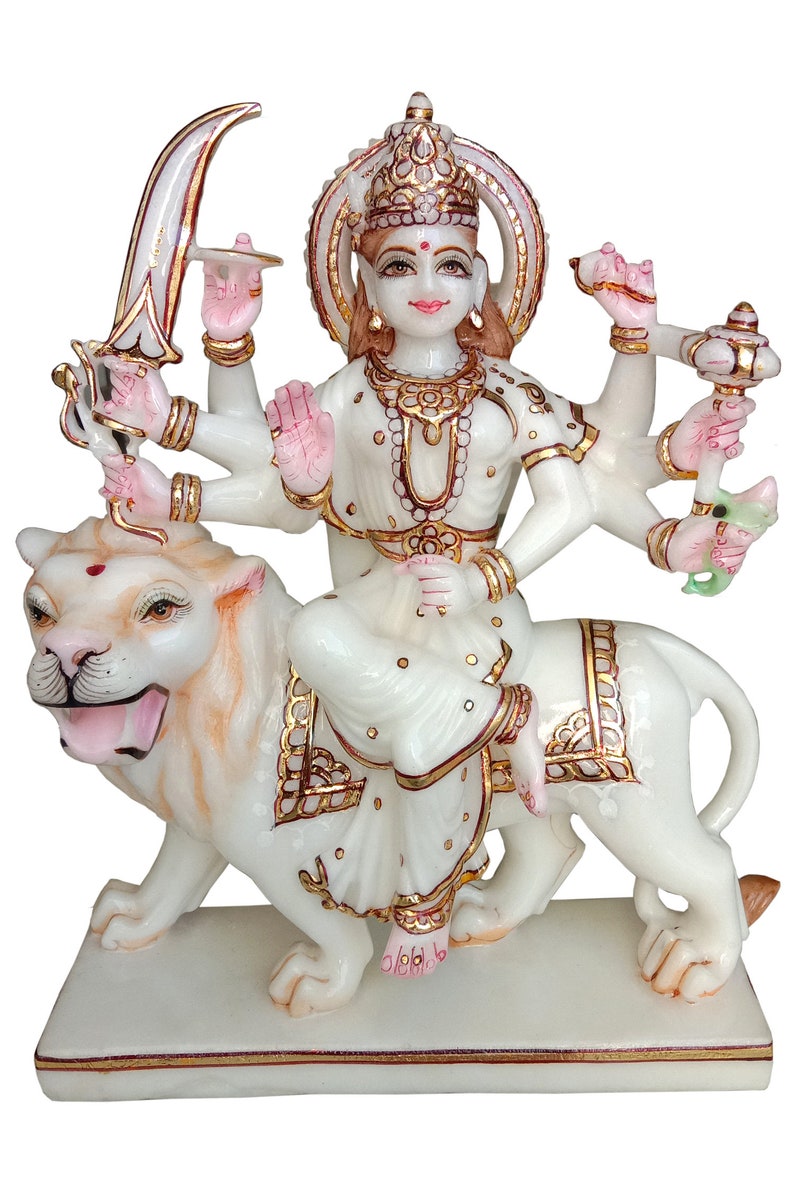 Pure White Marble Stone Durga Moorti Idols Sculptures Ambe Etsy