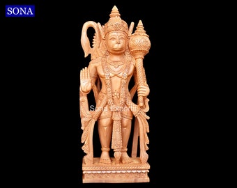 Wooden Hanuman Idols, Wooden Hanuman Statue, Wooden Bajrangbali Figurine Carving Artifacts Decorative Collectibles Handicrafts Gifts