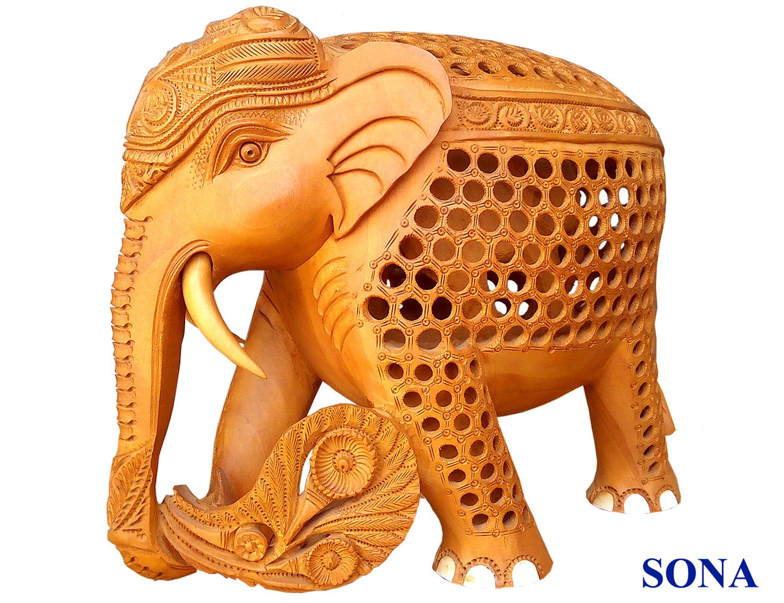 6 Inch Handmade Wooden Elephant Sculpture Statue Undercut Etsy