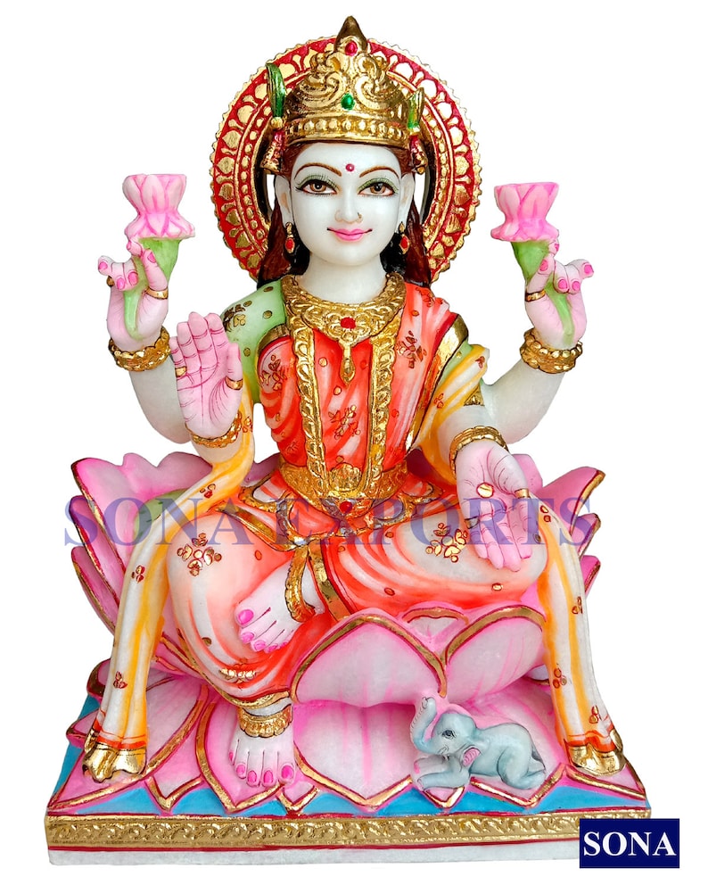15 Inch Marble Laxmi Statue idols Lakshmi Murti Hindu God Etsy