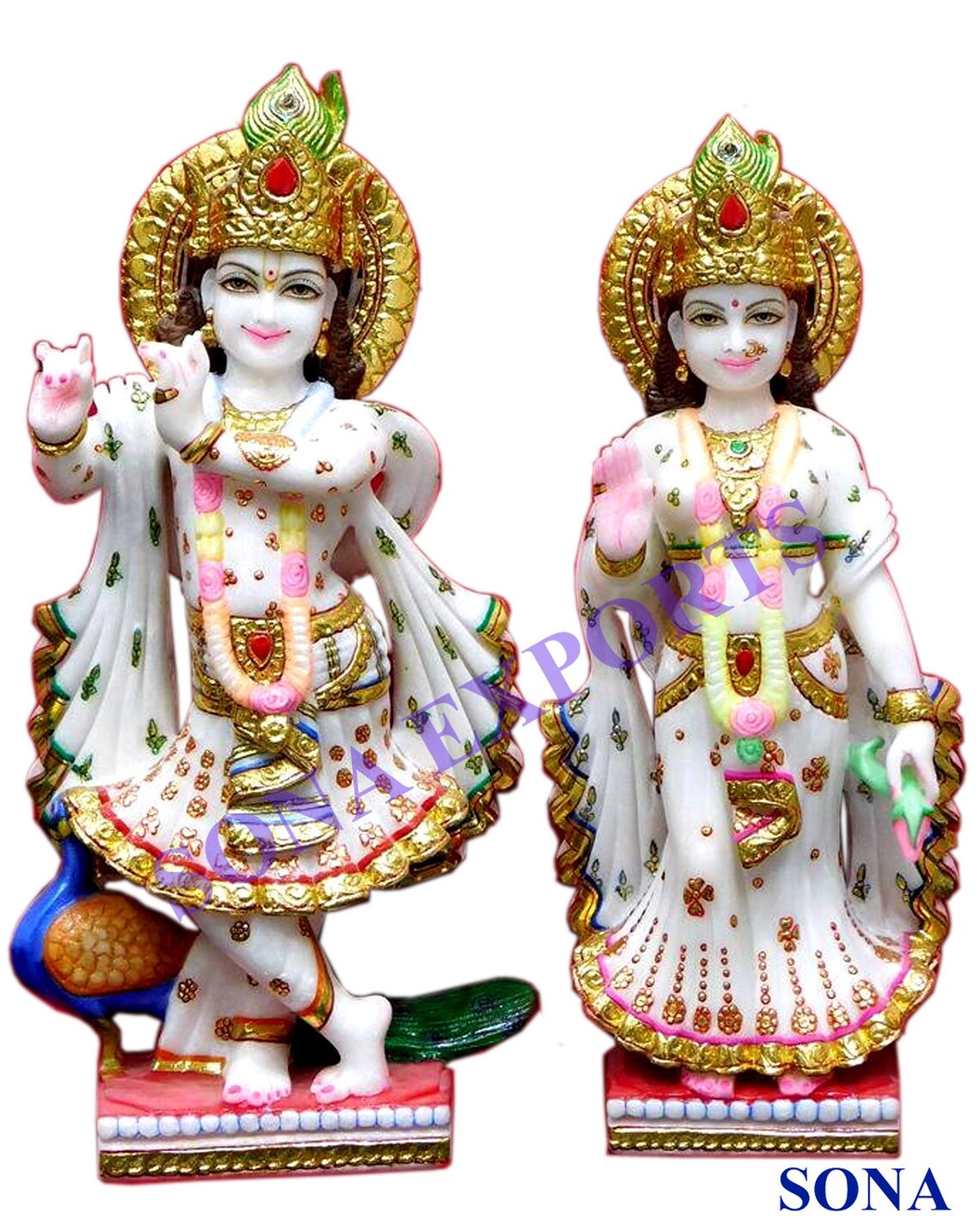 18 Inch Marble Radha Krishna Idols Statue Murti Standing Hindu Etsy