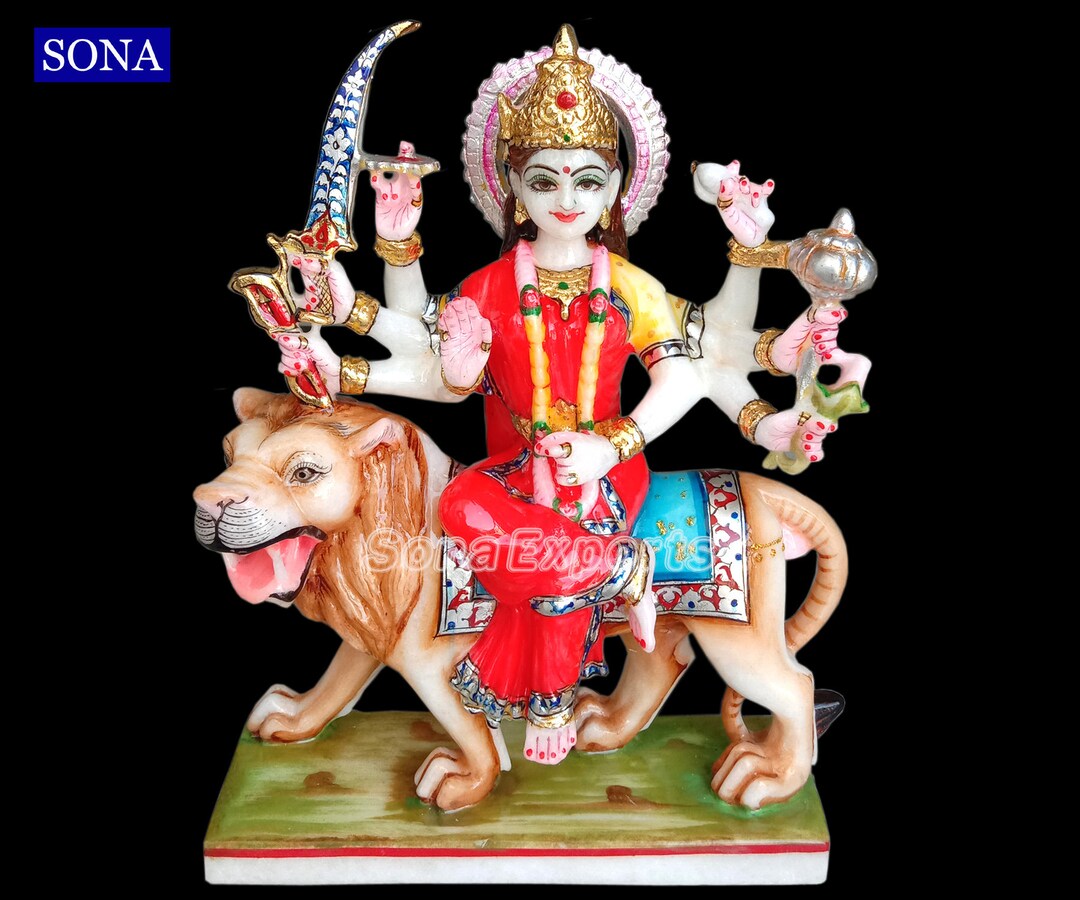 Marble Durga Statue Marble Durga Idol Durga Moorti Durga Etsy