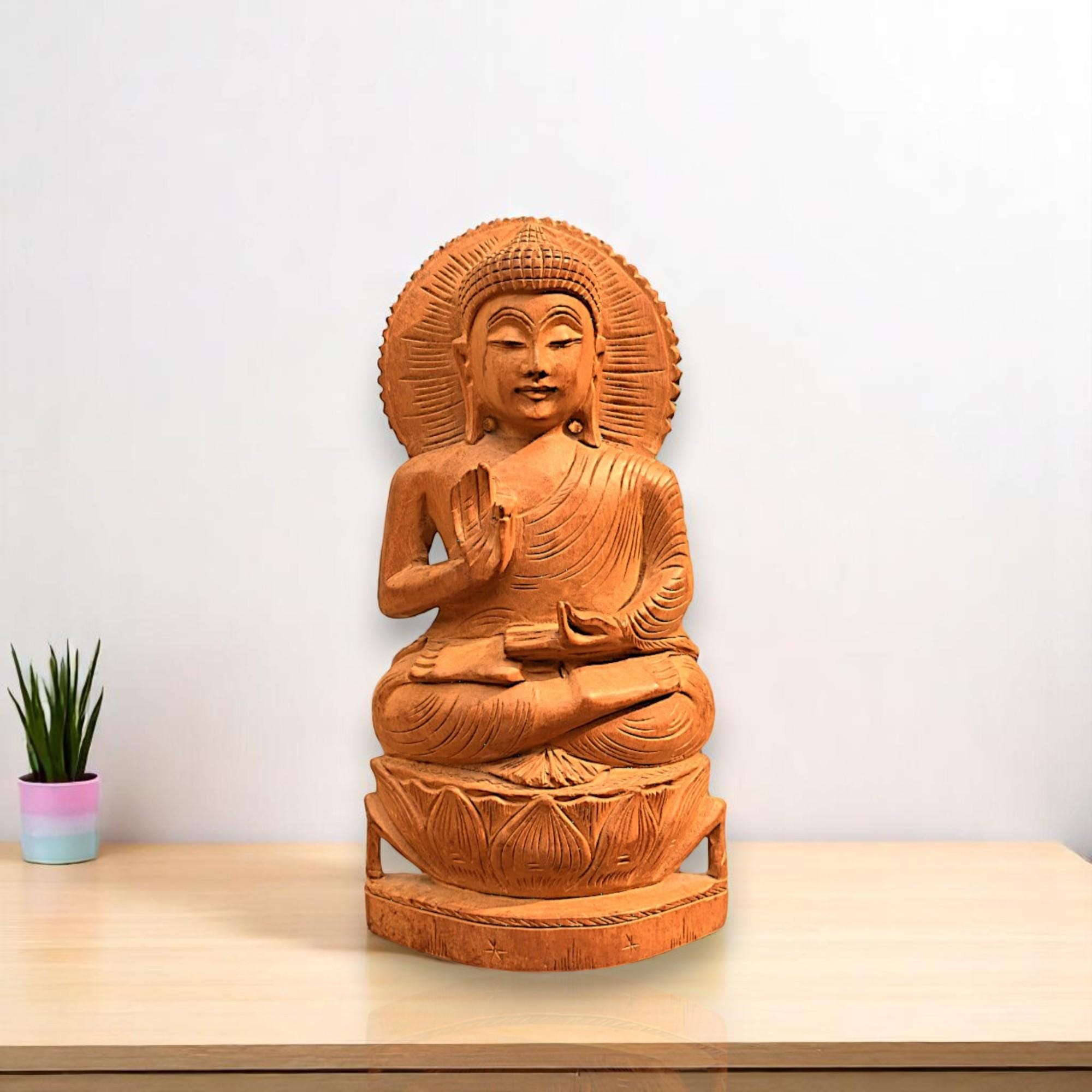 Statue Bouddha Assis Méditant – Kaarigari – Figurine Décorative Spirituelle Résine