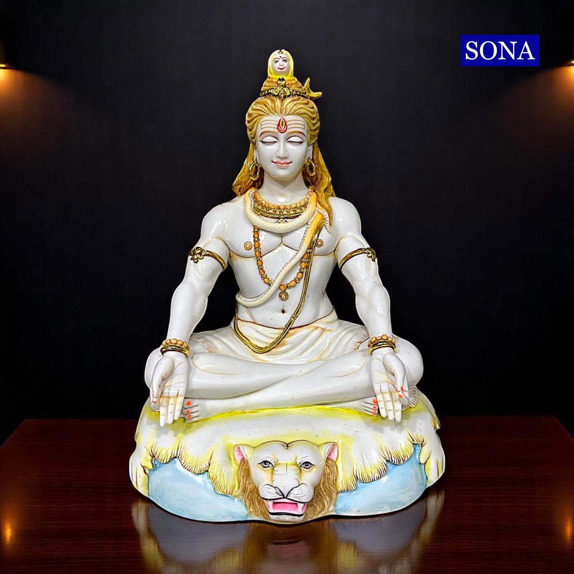 インドシバ神の石像 手作りのシヴァ神像 - 18インチのヒンドゥー教の神像、家庭用寺院装飾